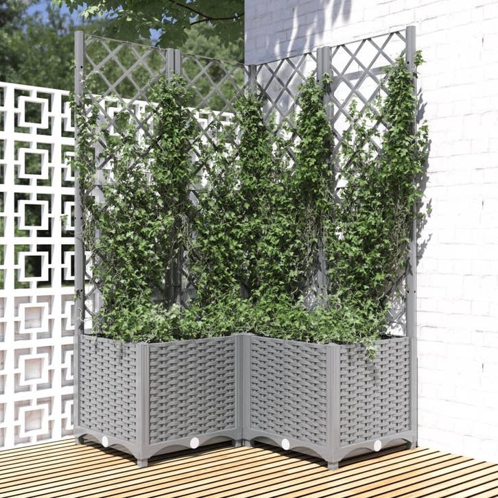 vidaXL Plantenbak met latwerk 80x80x136 cm polypropeen, Jardin & Terrasse, Pots de fleurs, Envoi