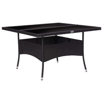 vidaXL Tuintafel poly rattan en glas zwart, Tuin en Terras, Tuintafels, Verzenden, Nieuw