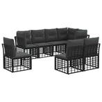 vidaXL Buiten bank set met kussen 8 pcs Zwart Polyester, Verzenden