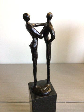 Corry Ammerlaan - sculptuur, “ Dank ! “ - 18 cm - brons (, Antiquités & Art