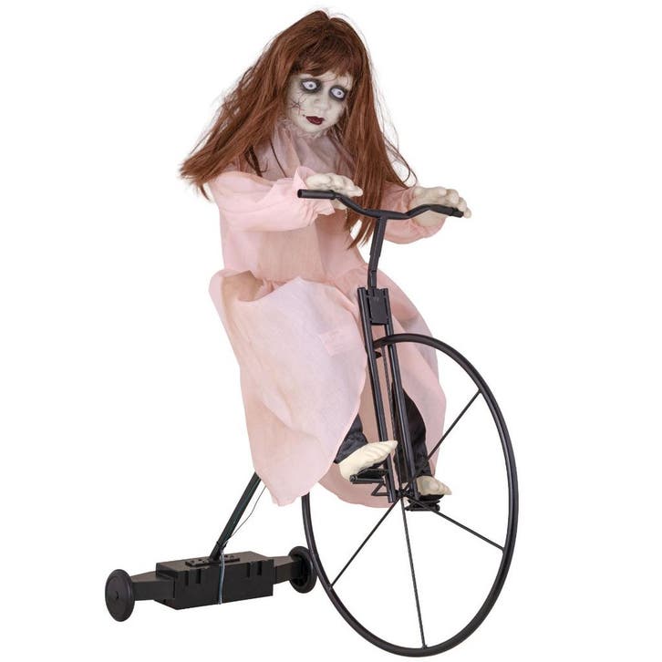 Halloween Decoratie Cycling Cindy 94cm Animatronic Licht, Muziek en Instrumenten, Licht en Laser