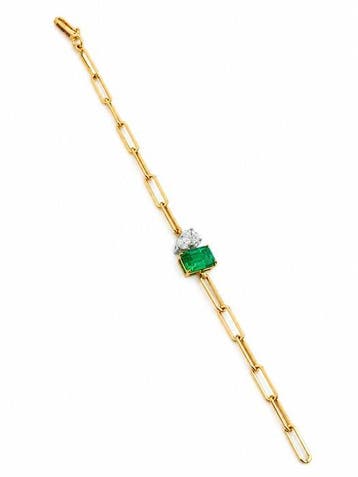 Gourmette - 14 carats Or jaune - 2.04ct. tw. Émeraude -