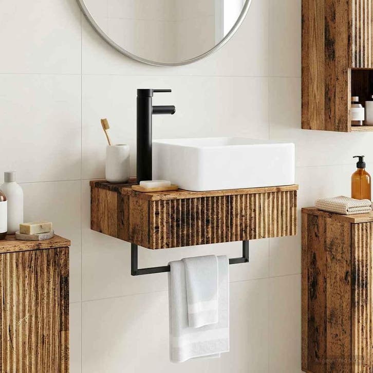 vidaXL Wandgemonteerde wastafel Oud hout 50 x 41 x 39 cm, Huis en Inrichting, Tafels | Kaptafels, Nieuw, Verzenden