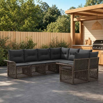 vidaXL Tuinbank Set 8 st 8-Aantal zitplaatsen Grijs en, Verzenden, Nieuw