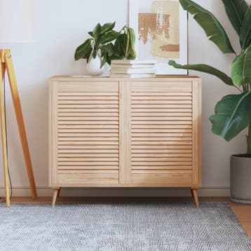 vidaXL Kastdeuren met lamellen 2 st 69x49,4 cm massief, Verzenden