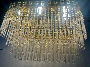 Plafondlamp - Verguld messing, Opaline glas - Plafondlampen