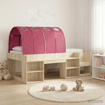 vidaXL Bedframe met Tunnel 3 st Sonoma eiken en rood Bewerkt, Verzenden