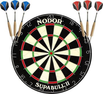 Nodor Supabull  Dartbord Met 2 Sets Gold Brass Darts, Ophalen of Verzenden, Dartbord