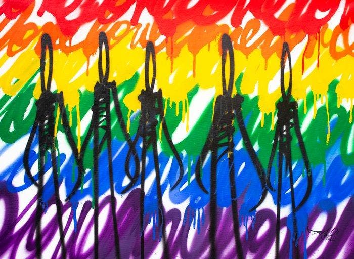RAM - Rainbow Rain, Antiek en Kunst, Kunst | Schilderijen | Modern