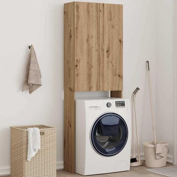 vidaXL Wasmachinekast 64x25,5x190 cm artisanaal eikenkleur, Verzenden, Nieuw