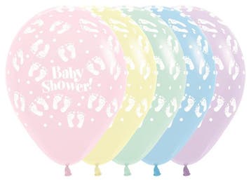 Ballonnen Baby Shower Footprints Pastel Matte Mix 30cm 25st, Verzenden, Nieuw