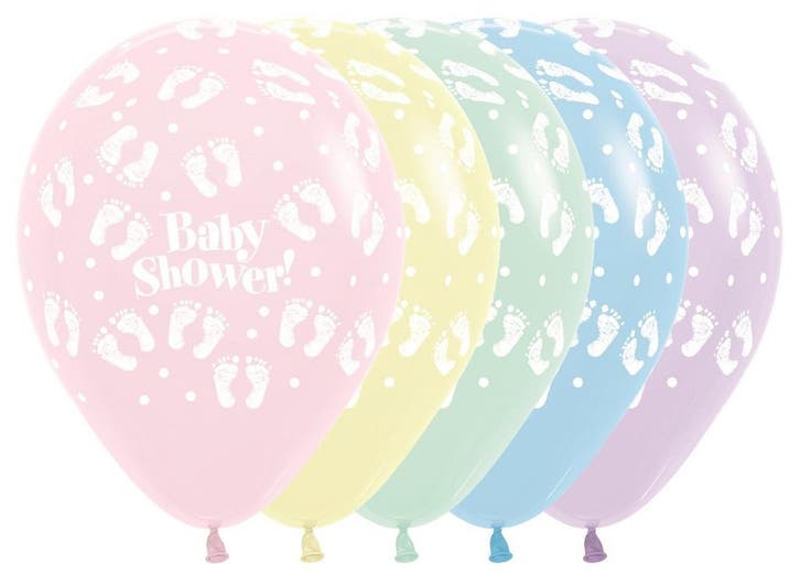 Ballonnen Baby Shower Footprints Pastel Matte Mix 30cm 25st, Hobby en Vrije tijd, Feestartikelen, Nieuw, Verzenden