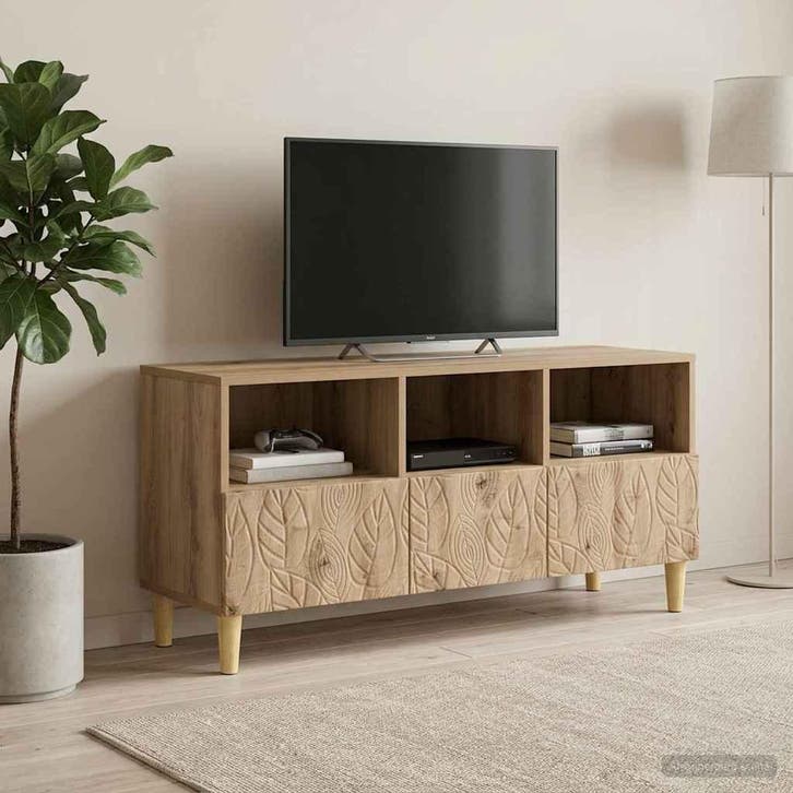 vidaXL TV Kast 102 x 34,5 x 50 cm Artisanaal eiken Bewerkt, Huis en Inrichting, Kasten |Televisiemeubels, Nieuw, Verzenden