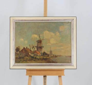 Frans Simon Hoos (1884-1966) - Molens aan het water