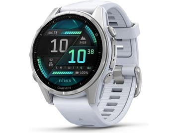 Garmin Fenix 8 43 mm zilver titanium met steen wit polsband, Verzenden