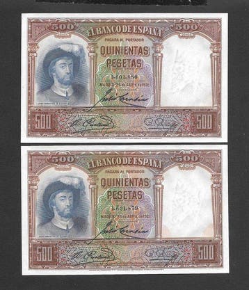 Spanje. - 4 Banknotes - 1931/1951, Postzegels en Munten