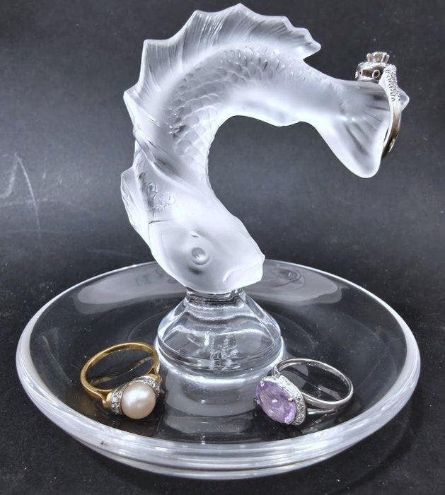 Lalique - René Lalique - Boîte à bijoux - Carpe - Cristal, Antiquités & Art, Curiosités & Brocante