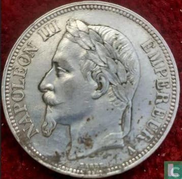 Frankrijk 5 francs 1869 (BB - zilver), Verzenden, Frankrijk, Losse munt, Goud