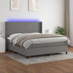 vidaXL Boxspring met matras en LED stof donkergrijs 160x200, Verzenden, Nieuw