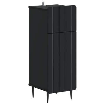 vidaXL Badkamer Opbergkast ZWOLLE Zwart 30 x 31 x 79,5 cm, Huis en Inrichting, Verzenden, Nieuw