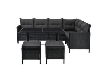 Veiling - Loungeset Manacor - Polyrotan - Zwart, Nieuw