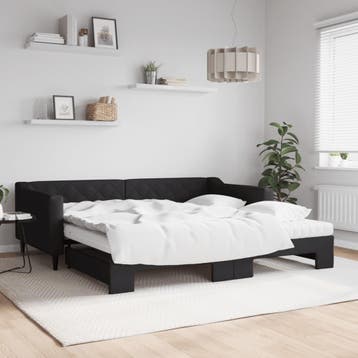 vidaXL Slaapbank met onderschuifbed en matrassen 100x200 cm, Verzenden