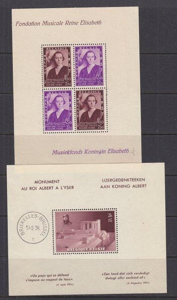 België 1937/1938 - zegels en blokken - OBP : 457A/B , 465A ,