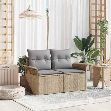 vidaXL Tuin Sofa met kussen Beige 141 x 62 x 69cm poly, Verzenden, Nieuw