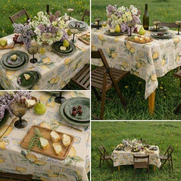 AA095 - Nappe Gobelin Méditerranée – Citrons et Motifs