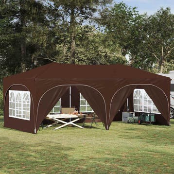 vidaXL Pop-up Feesttent 575 x 288 x 245 cm Bruin Oxford Stof, Verzenden, Nieuw