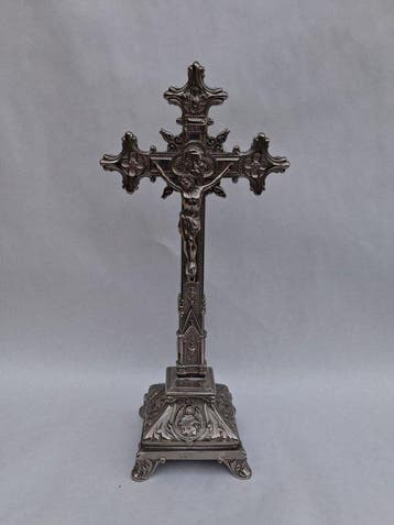 Antiek Crucifix - Legering, Verzilverd - 1940-1950 - 41 cm