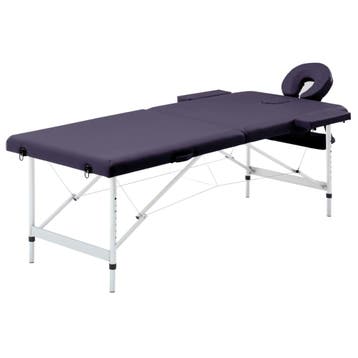 vidaXL Massagetafel inklapbaar 2 zones aluminum paars, Verzenden