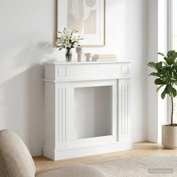 vidaXL Haardombouw Hoogglans Wit 102 x 26 x 100 cm Bewerkt, Huis en Inrichting, Verzenden, Nieuw