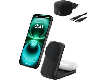 Veiling - Belkin Draadloze Oplader - 2-in-1 Qi2 Laadstation, Nieuw