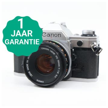 Canon AE-1 zilver + FD 50mm f/1.8 S.C. | Tweedehands, Verzenden, Zo goed als nieuw