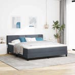 vidaXL Boxspring bed met hoofdeinde Donkergrijs 200 x 180 cm, Verzenden, Nieuw