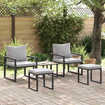 vidaXL Tuinmeubelen 4 st 2-Aantal zitplaatsen Lichtgrijs, Verzenden, Nieuw