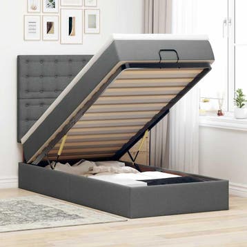vidaXL Bed poef met matras en LEDs 90x200 cm stof, Verzenden