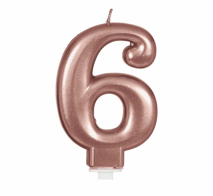 Rose Gouden Kaars 6 Jaar 8cm, Hobby & Loisirs créatifs, Articles de fête, Envoi