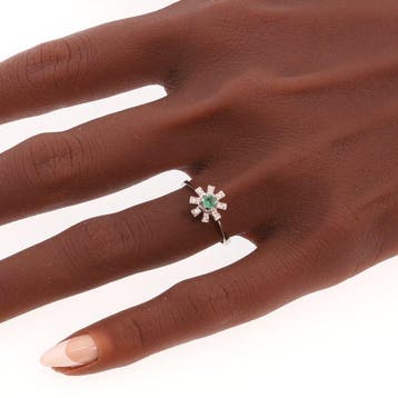 Ring - 18 karaat Witgoud - Diamant - Vintage NOS 1970
