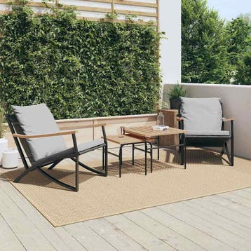 vidaXL Tuinstoelen 2 st met kussens staal zwart, Verzenden