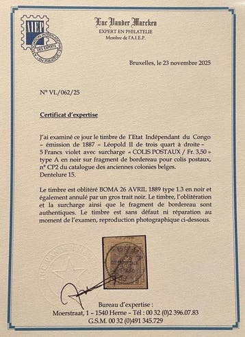 Onafhankelijke Staat Congo 1887 - Léopold II met opdruk