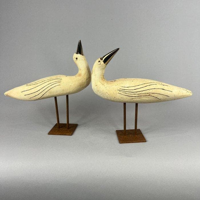Ewa Budzowska - 2 big birds - (with 24carat gold), Antiquités & Art, Art | Objets design