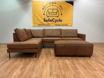 DIRECT LEVERBARE Cognac Hoekzetel -  SofaCycle, Ophalen of Verzenden