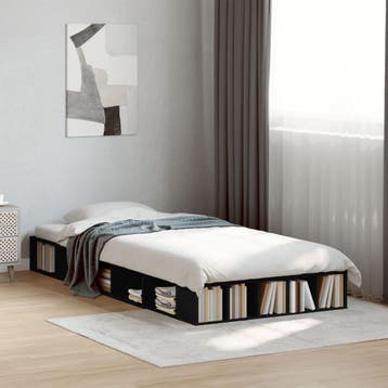 vidaXL Bedframe bewerkt hout zwart 75x190 cm, Verzenden, Nieuw