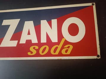 Cinzano Soda Zeldzame gelithograheerde plaat uit antieke, Antiek en Kunst