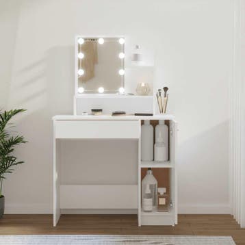 vidaXL Kaptafel met LED-verlichting 86,5x35x136 cm wit, Verzenden, Nieuw