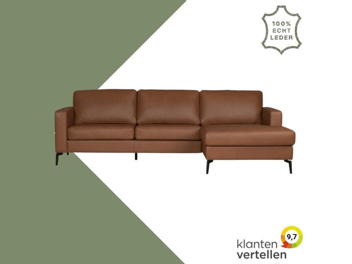 Leren hoekbank Match - 2.5-zits arm links + Longchair arm, Antiquités & Art, Antiquités | Meubles | Chaises & Canapés, Enlèvement ou Envoi