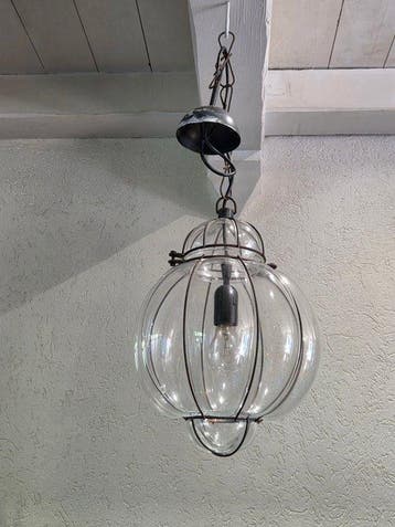 Plafondlamp - Glas, Messing, IJzer - Kooi-hanglamp