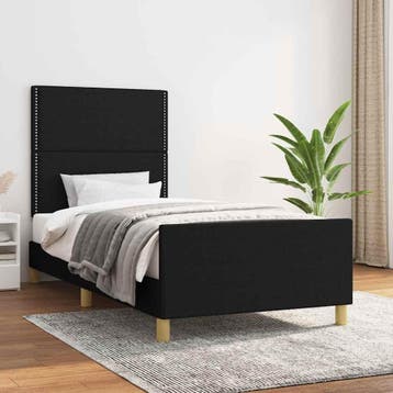 vidaXL Bedframe zonder matras 90x190 cm stof zwart, Verzenden